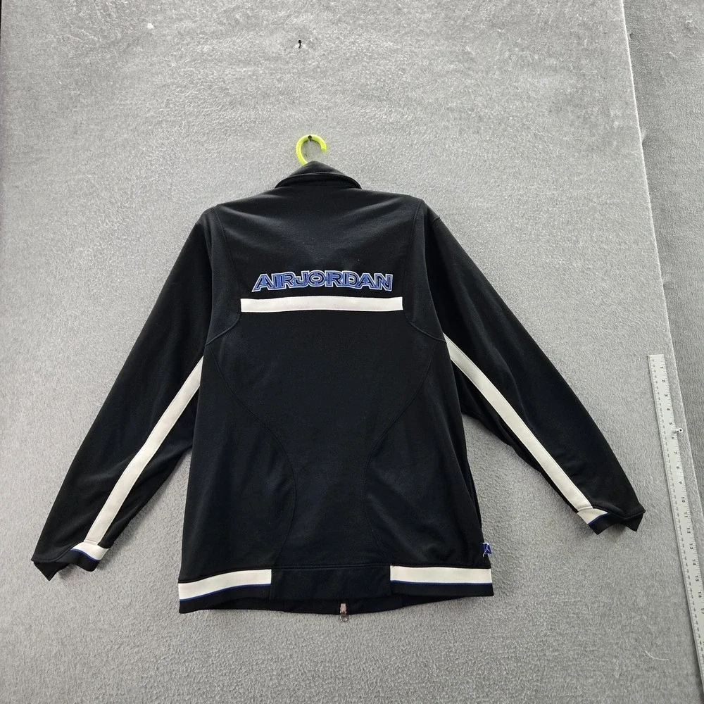 VINTAGE Air Jordan Men Jacket M Black Y2K Track Jacket Logo Stripe‎ Long Sleeve